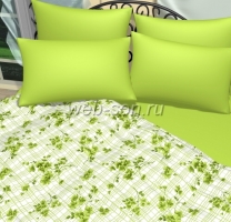 Зеленое постельное белье"Луг" бязь 1.5 Balimena